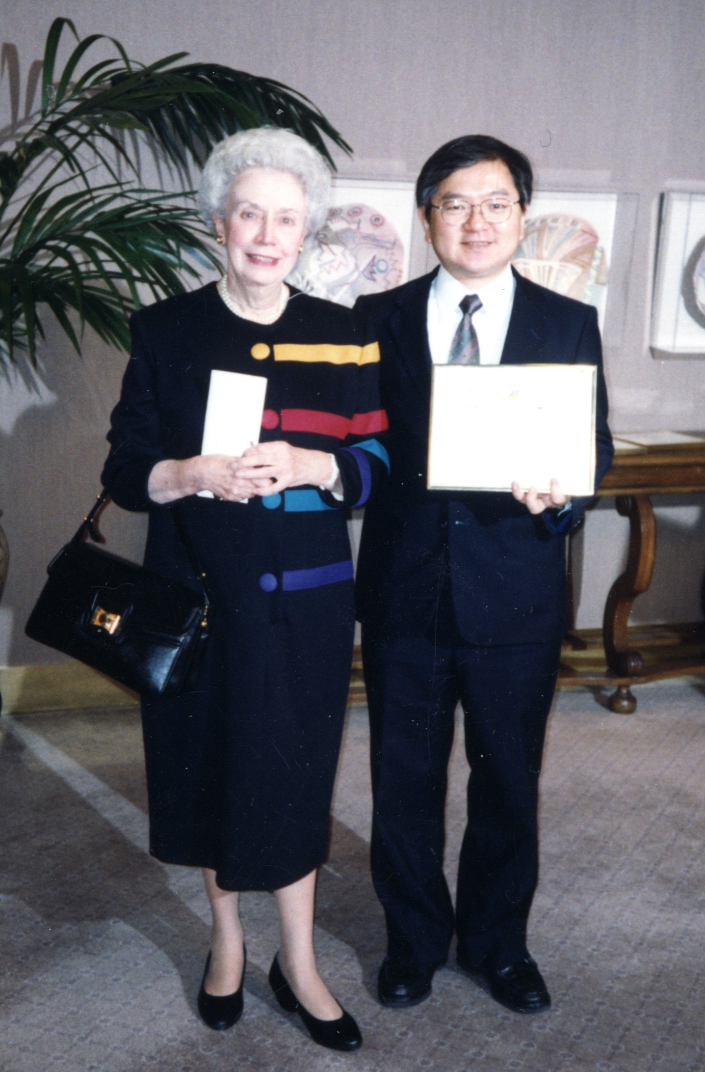 Marion Rapp with International Guest Scholar Nobuyasu Kano, MD, PhD, FACS at Clinical Congress 1993. 